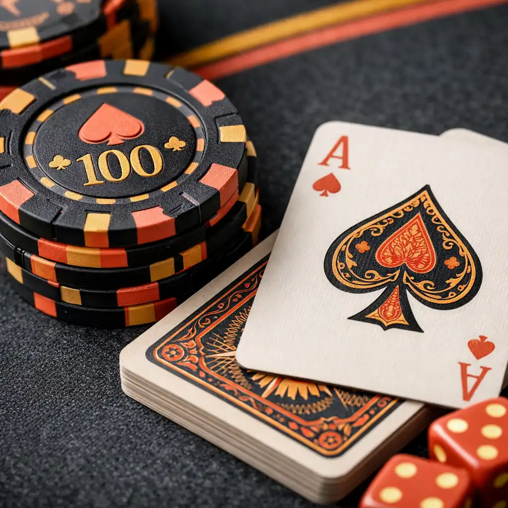 Detal luksusowego stołu pokerowego z żetonami premium